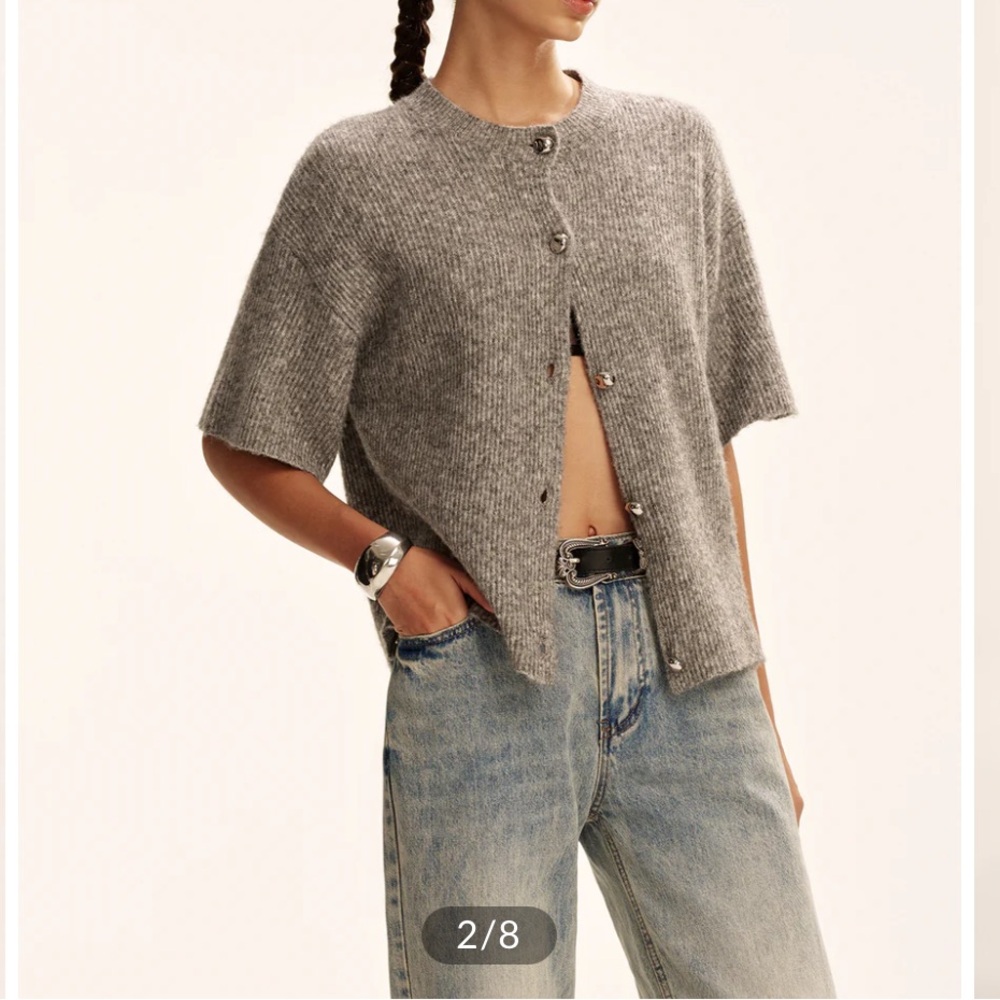 Short sleeve cardigan sweater